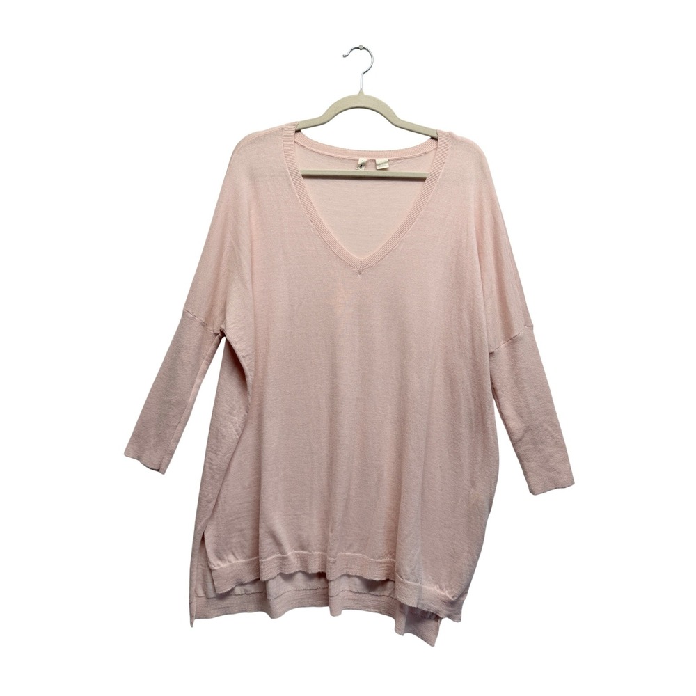 Anthropologie Moth Sweater V-Neck Oversized Merino Wool Large Pink Womenβ